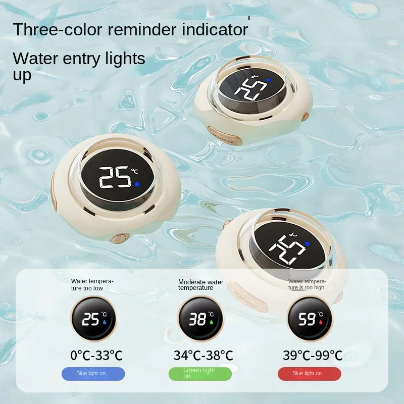 Baby-Badethermometer, Digitalanzeige, schwimmendes Spielzeug, Raumschiff-Styling, Wassertemperaturanzeige für Neugeborene Image