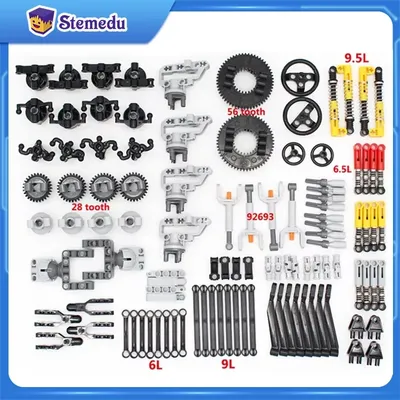 136PCS Suspension Bricks Pneumatische/Getriebe/Aktuator/Verbindung Welle Kombinationen Set MOC DIY Technologie Bausteine Spielzeug teile Image