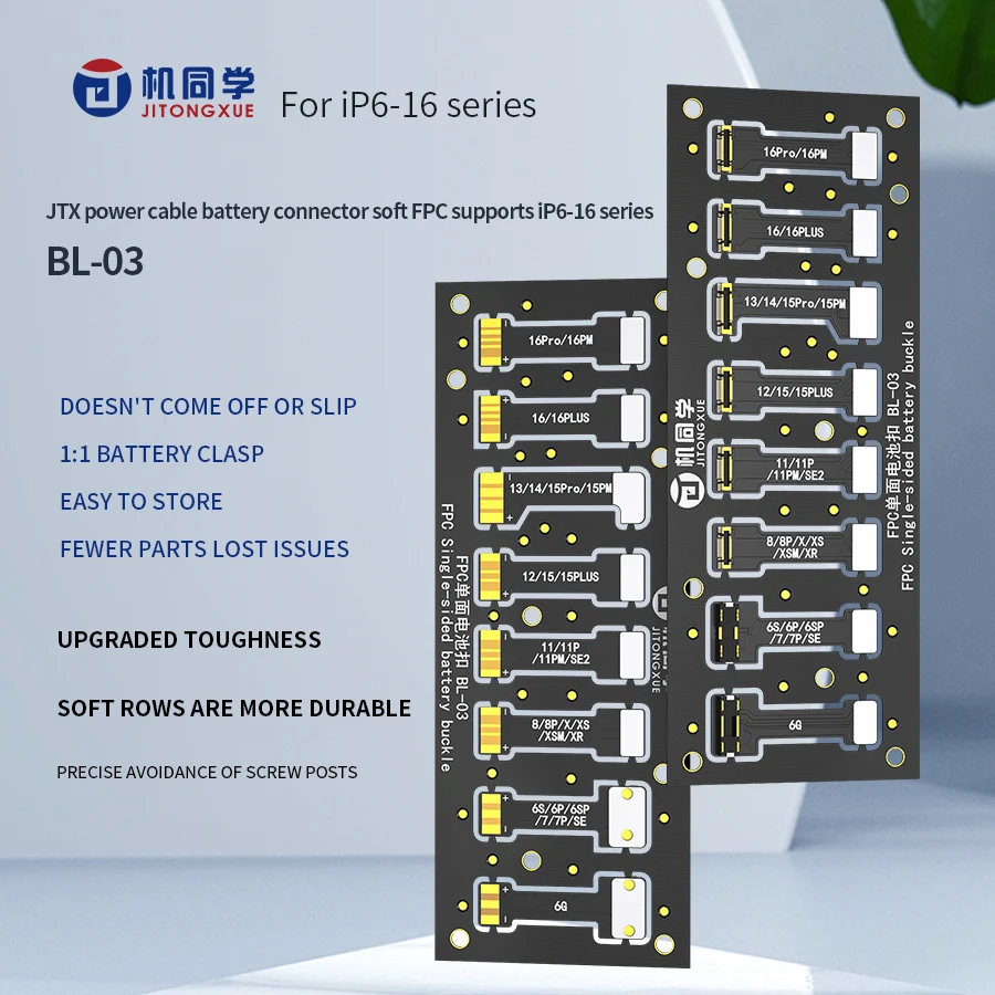 JTX BL-03 Batterie Connect Clip Schnalle Power Boot Kabel FPC Stecker iPhone 6-16 Pro Max Motherboard Neustart Reparatur test Werkzeug Image