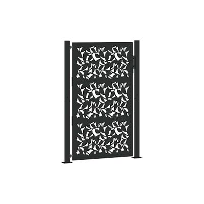 vidaXL Gartentor Schwarz 105x155 cm Stahl Blatt-Design Image