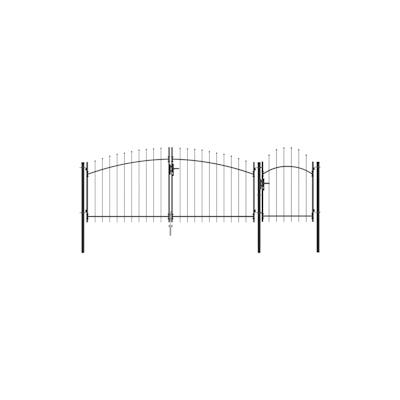 vidaXL Gartentor mit Spitzendach Grau 150x400 cm aus Stahl Image