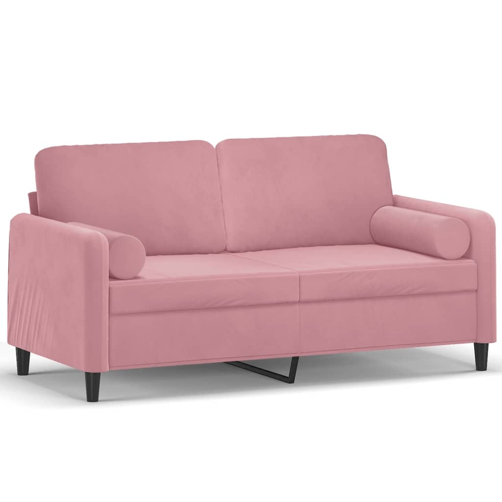 vidaXL 2-Sitzer-Sofa mit Zierkissen Rosa 140 cm Samt Image