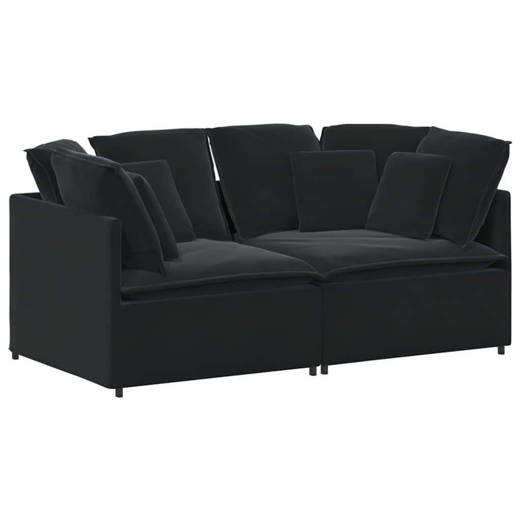 vidaXL Modulares Sofa mit Kissen Samt Schwarz Image