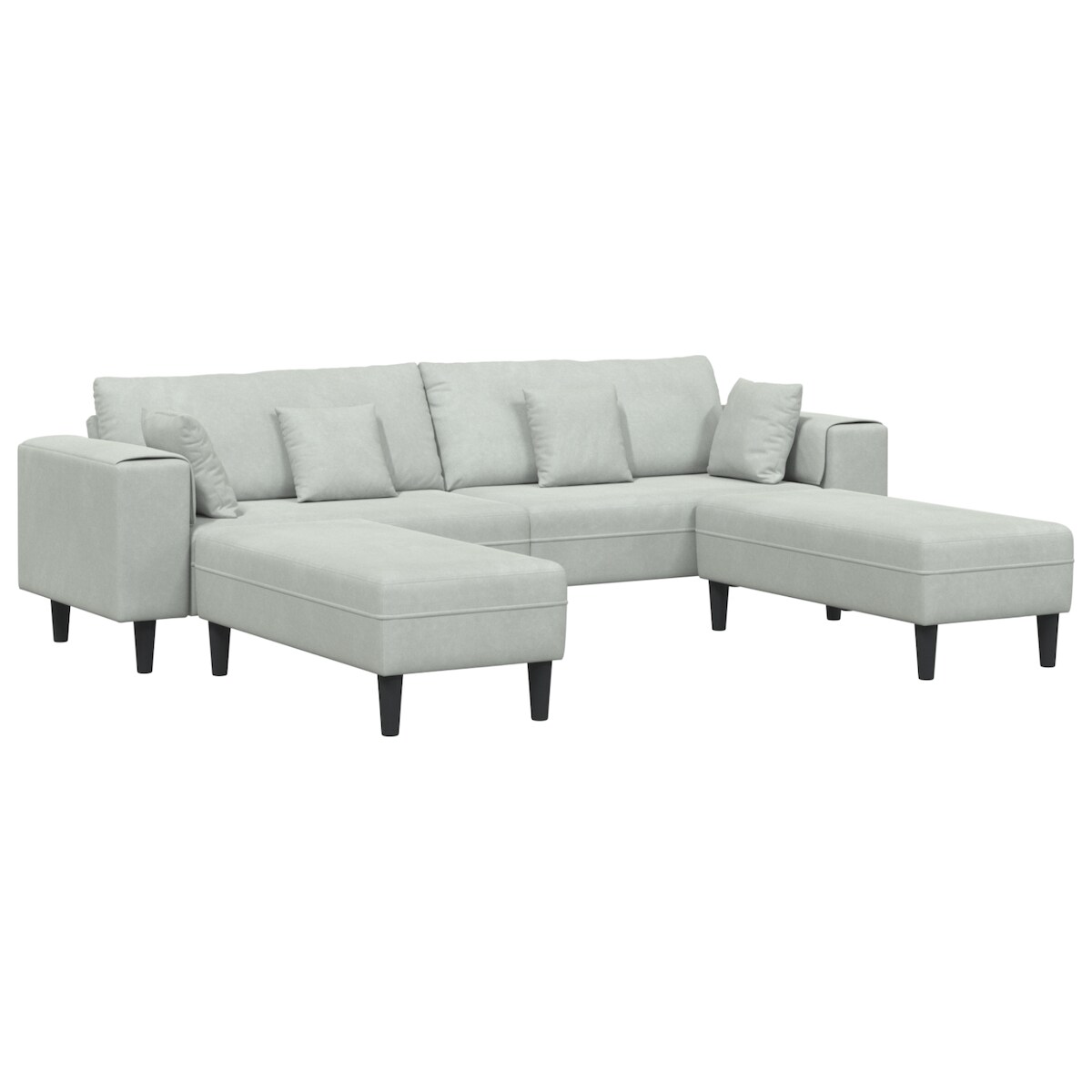 vidaXL Samt Sofa mit Kissen mit Kissen 3 pcs Hellgrau 208 cm Samt Image