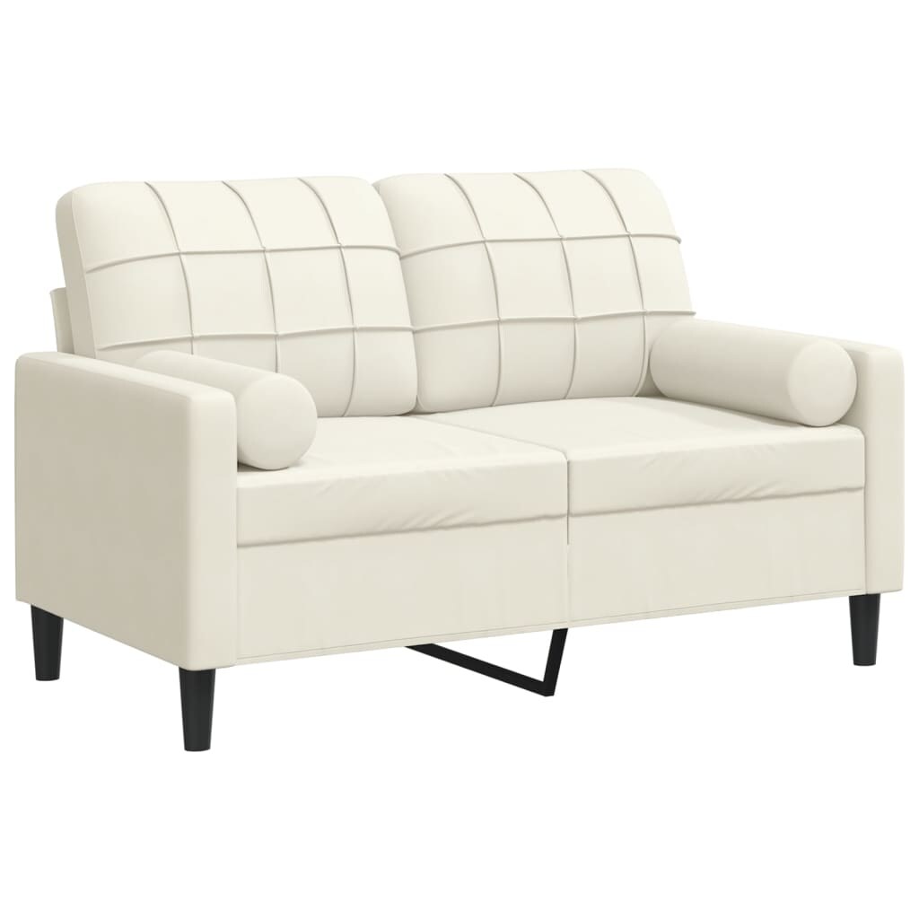 vidaXL 2-Sitzer-Sofa mit Zierkissen Creme 120 cm Samt Image