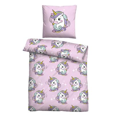 Castell Mikrofaser Bettwäsche Einhorn rose, 1x 135x200 cm + 1x 80x80 cm Image