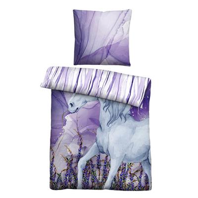 Castell Baumwoll Renforce Bettwäsche Einhorn violett, 1x 135x200 cm + 1x 80x80 cm Image