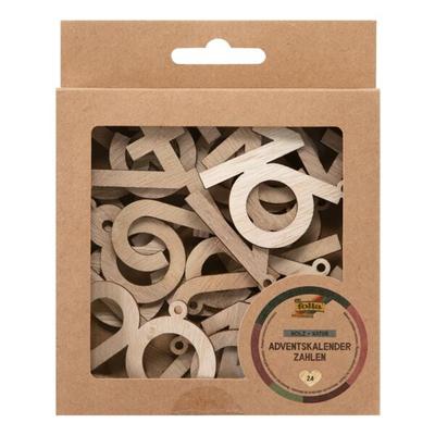 folia 24er-Pack Adventskalender-Holzzahlen »natur« 40 Image