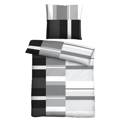 Castell Polycotton Renforce Bettwäsche Streifen schwarz, 1x 135x200 cm + 1x 80x80 cm