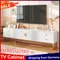 Anajqaqia Meuble TV 175x30x46 cm avec 4 tiroirs, panneau bas avec 2 portes texturées, meuble TV avec poignées dorées et pieds dorés