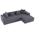 Canapé nuage modulaire moderne canapé à siège profond en forme de L sans assemblage canapé en velours côtelé canapé de salon et de chambre à coucher rembourré doux coussins flexibles 3 places