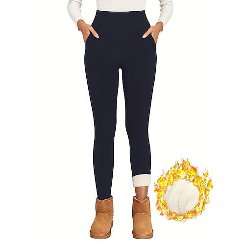 Damen Stoffhosen Leggings Streetwear Lässig Volle Länge Natürliche Taille Einfach Elastischer Bund Bequem Straße Ferien Alltagskleidung Weinrot Marineblau Grau Schwarz Winter Normale Passform