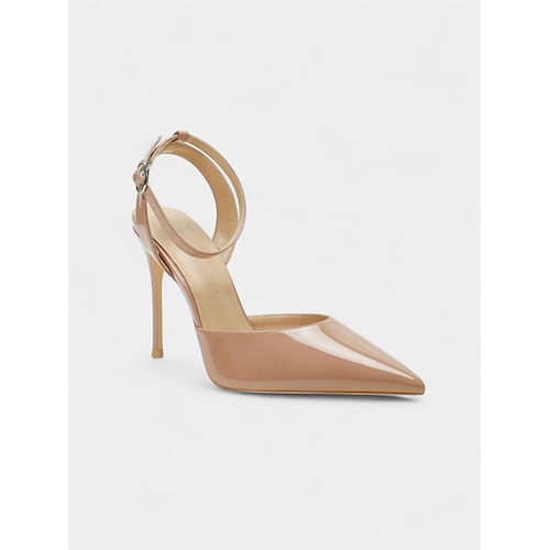 Damen-Slingback-Stilettos aus Lackleder in Nude – Pumps mit spitzer Zehenpartie und hohem Absatz für Cocktailpartys und elegante Abendlooks Image