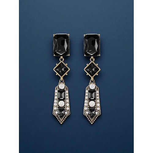 Damen-Ohrhänger im Art-Deco-Stil mit grünem Kristall – Statement-Schmuck im Vintage-Stil der 1920er Jahre für Gatsby-Partys und Retro-Abendveranstaltungen Image