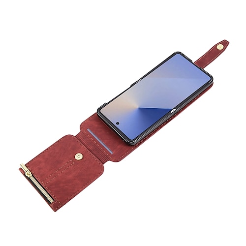 Handy Hülle Handyhüllen Für Samsung Galaxy Z Flip 7 Z Flip 6 Z Flip 5 Z Flip 4 Brieftaschenhülle mit Trageriemen Kartenfach Stoßfest TPU PU-Leder Image