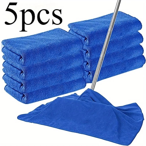 5er-Pack schnelltrocknende Mikrofaser-Reinigungstücher – fusselfreie, wiederverwendbare Tücher für Wischmopp, Fenster, Wohnzimmer, Schlafzimmer, Außenbereich, Badezimmer Küche – hypoallergene Image