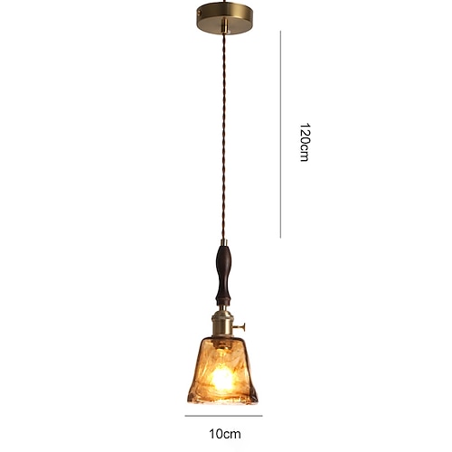 LED-Pendelleuchte, Mini-Pendelleuchte aus Glas und Holz, Deckenleuchte mit Glasschirm, klare Glas-Pendelleuchte für Schlafzimmer, Wohnzimmer, Esszimmer, Küche Image