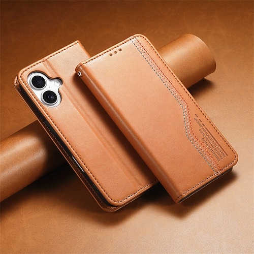 Handy Hülle Handyhüllen Für iPhone 17 Pro Max 17 Air 16 15 14 Pro Max Plus 16e 13 Pro Max Rückseite Mit Handgelenkschlaufe Ständer Kartenfach Retro TPU PU-Leder Image