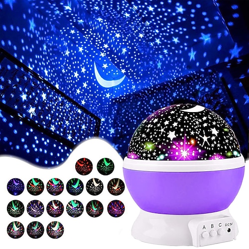 Nachtlicht für Kinder Nebelsternprojektor Kinder Weihnachtsgeschenk Nachtlicht 360-Grad-Drehung 12 Lichtfarbenwechsel mit USB-Kabel romantische Geschenke für Männer Frauen Kinder Image