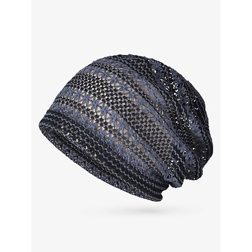 Damen-Slouchy-Beanie aus Spitzenstrick – leichte, atmungsaktive Polyester-Totenkopfmütze für Frühling, Herbst, Spaziergänge im Freien und die tägliche Freizeitkleidung Image