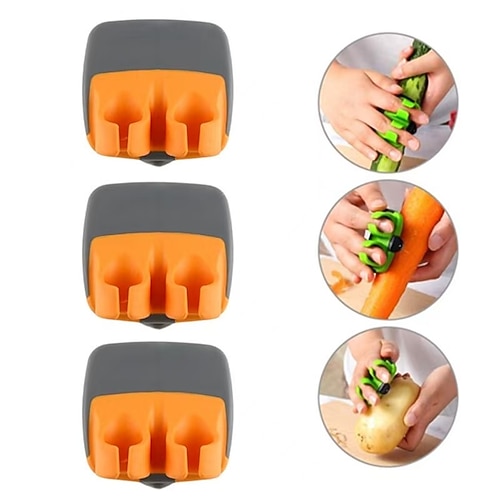 3-teiliger Fingerschäler mit scharfer Klinge, Gemüse- und Obstschälring, multifunktionales, handgehaltenes Daumenmesser für den Einsatz in der Küche Image