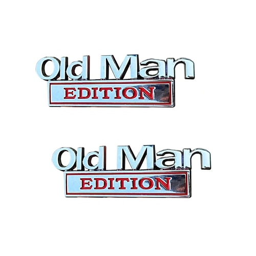 2-teiliges Auto-Emblem in der Old Man Edition – lustiger 3D-ABS-Ersatz-Kotflügelaufkleber für Autos, LKWs, SUVs – coole Motorrad-Kotflügelaufkleber im Elder-Style, langlebige Türverkleidungsdekoration Image