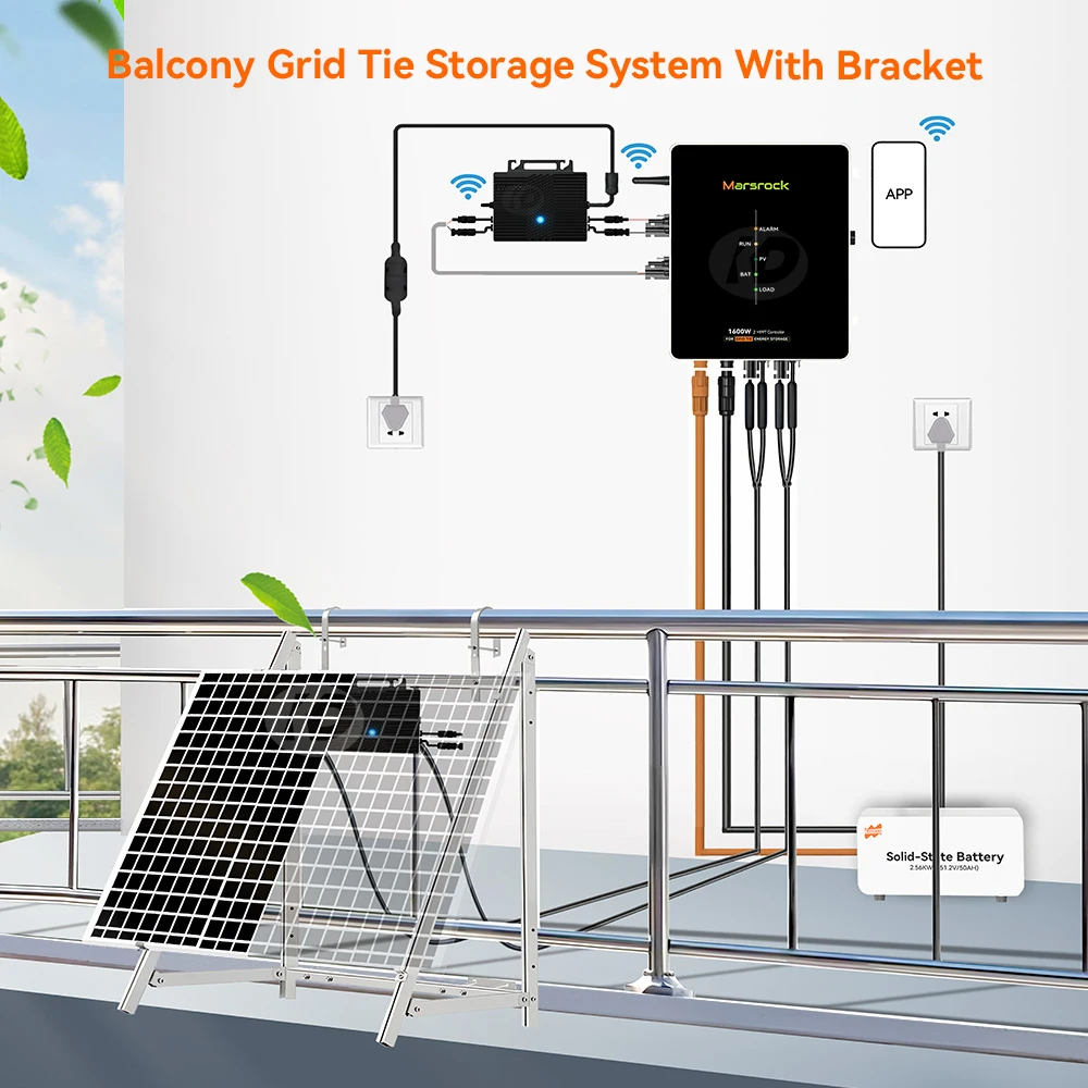 Verstellbare Solarhalterung, an der Balkon montierte Solarhalterung, PV-Halterung, dreieckig, verstellbar für Balkone, Stromspeichersystem Image