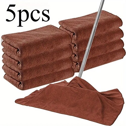 5er-Pack schnelltrocknende Mikrofaser-Reinigungstücher – fusselfreie, wiederverwendbare Tücher für Wischmopp, Fenster, Wohnzimmer, Schlafzimmer, Außenbereich, Badezimmer Küche – hypoallergene Image