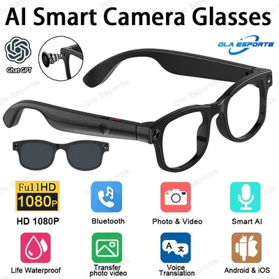 Neue AI Smart Gläser Chat GPT 500W Kamera Bluetooth Anruf 300Mah Batterie Sprach Assistent Steuerung Smart Sonnenbrille für Android IOS Image