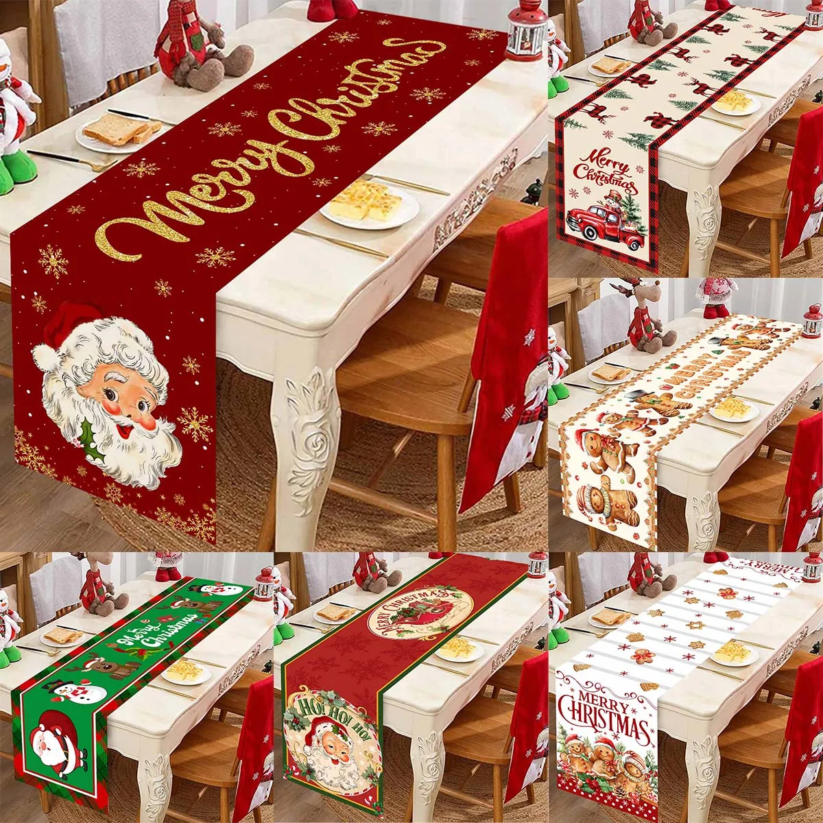 Weihnachten Santa Claus Polyester Tisch läufer Kommode Schals Dekor wieder verwendbare Küche Esstisch Läufer Weihnachts dekoration Image