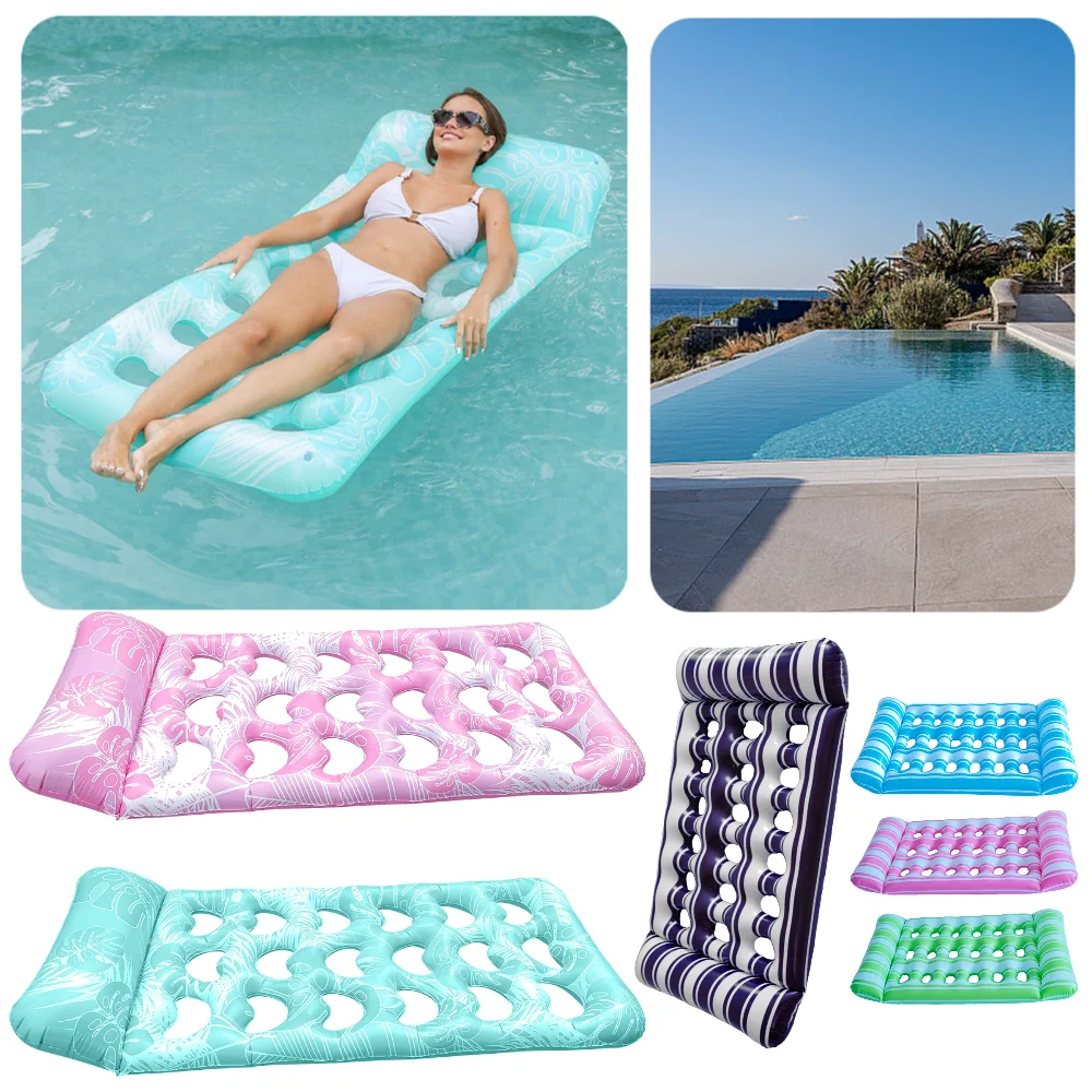 Hängematten-Liegestuhl mit Kopfstütze, schwimmende Liege, Luftmatratze, tragbare Schwimmbad-Luftmatratze für Schwimmbadpartys Image