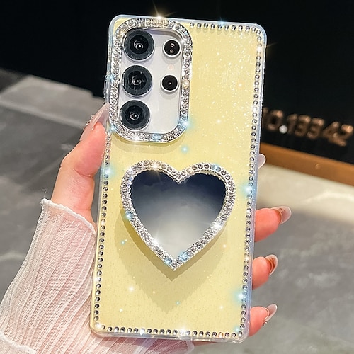 Handy Hülle Handyhüllen Für Samsung Galaxy S26 Ultra Plus S25 S24 Ultra Plus S23 S24 FE A16 A55 5G A35 5G A15 Rückseite Spiegel Ständer Stoßfest Herz Silikon Image