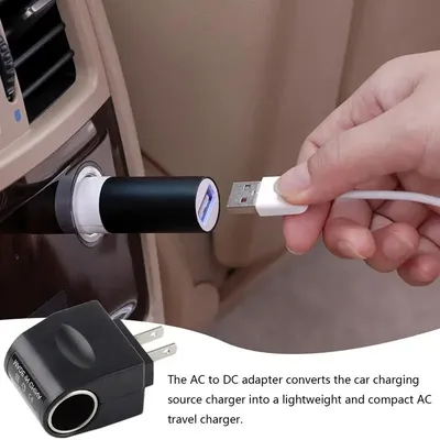 12-Volt-Auto-Adapter, stabiler Feuerzeug-Konverter mit LED-Anzeige, 220 V auf 12 V, Schwarz, Kfz-Zubehör, AC-zu-DC-Auto-Adapter