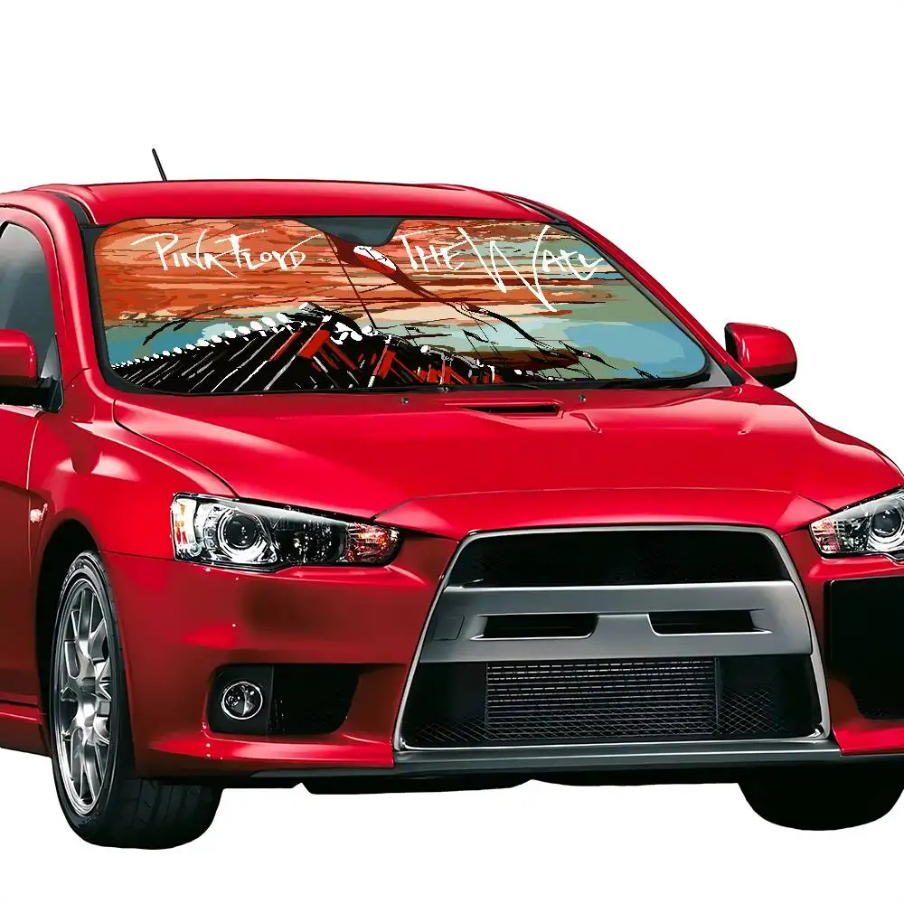 P-Pink The Wall F-Floyd Auto-Sonnenschutz, Windschutzscheibe, Frontscheiben-Visier, 70 x 130 cm, Sonnenblende, Solar-Schutz, kariert, Geschenk, Neuheit, Auto Image