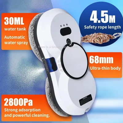 Intelligenter Wasserspray-Fensterreinigungsroboter für zu Hause, vollautomatisches Glasreinigungswerkzeug, nasser und trockener, ultradünner Glaswischer Image