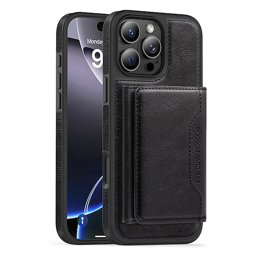 Handy Hülle Handyhüllen Für iPhone 17 Pro Max 17 Air 16 15 14 Pro Max Plus 16e 13 Pro Max Rückseite Magnetisch Kartenfach Stoßfest Retro TPU PU-Leder Image