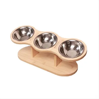 Get! Elevated Cat Bowls with 3 Stainless Steel Bowls Elevated Cat Bowls for Food and Water 15 Degree Tilted Elevated Pet Bowl
