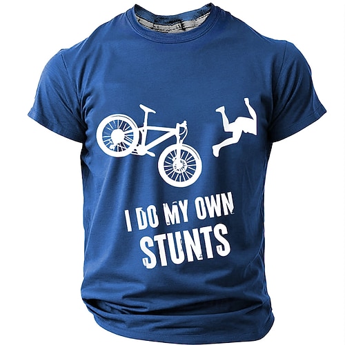 Lustiges Kurzarm T-Shirt für Männer witzige Fahrrad Grafik 'Ich mache meine eigenen Stunts' Druck Image