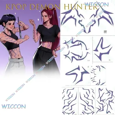 Anime Spiel KP OPDemo NHunters Rumi Jinu Dämon Junge Band Tattoo Aufkleber Körper Malen Cosplay Halloween Party Temporäre Bühne Prop Image