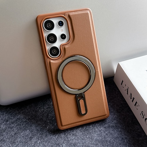 Handy Hülle Handyhüllen Für Samsung Galaxy S25 S25 Edge S24 S24 FE S23 Ultra Plus S22 Plus Ultra Rückseite Magnetisch Ständer Stoßfest Retro TPU PU-Leder Image