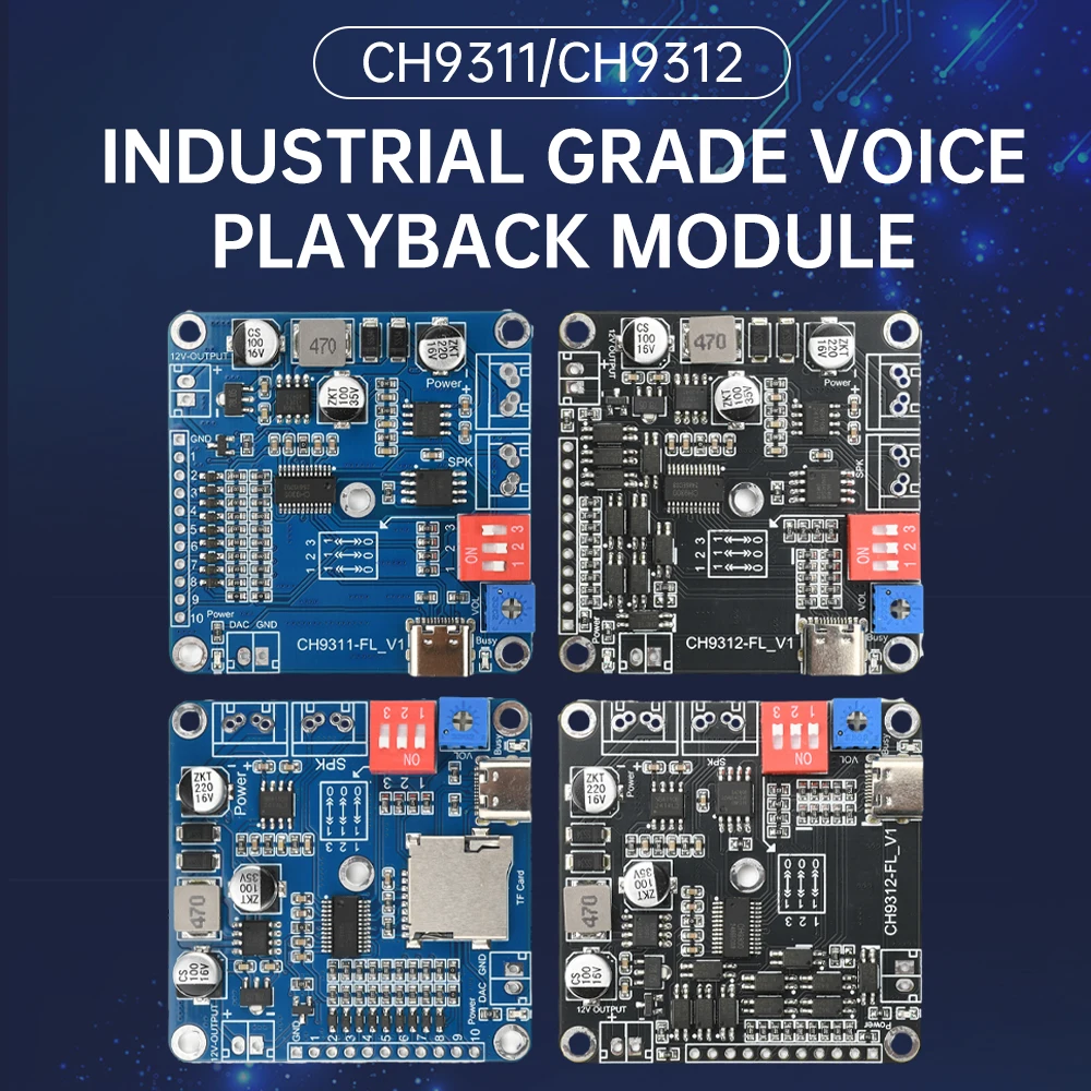 CH9311 Sprachwiedergabemodul 10-Kanal 1-zu-1-Steuerung MP3-Musik-Player Audioverstärker 8 MB Speicher/Einsatz TF-Karte DC 6-35 V 20 W Image