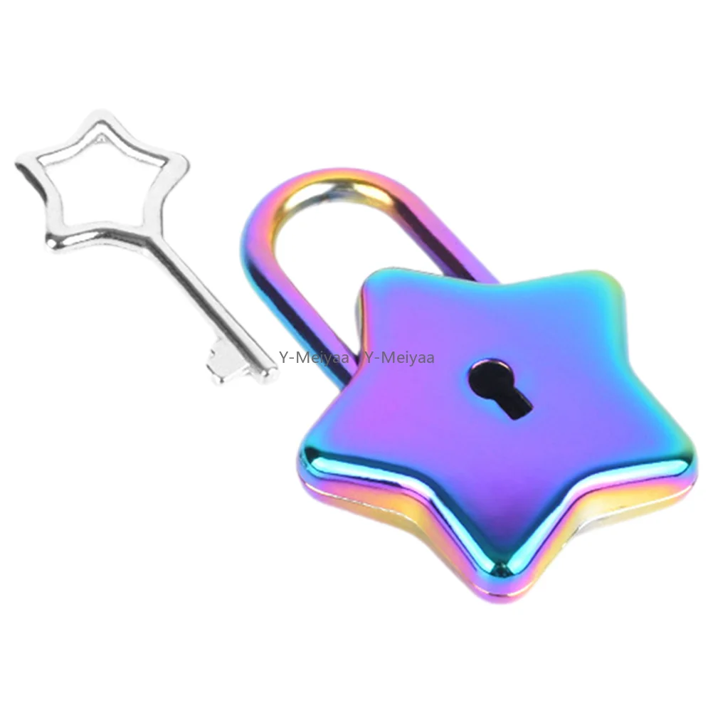 Dekoratives Schloss Tagebuchschloss Sternförmiges Schloss DIY Vorhängeschloss Metall Vorhängeschloss für Frauen mit Schlüssel Mini Sternform Archaize Vorhängeschlösser Image