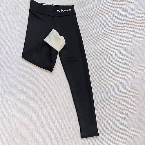 Damen Sherpa-Hosen Warme dicke Winterleggings Hohe Taille sportlich Pilates Laufen Unterteile Einfarbig Dunkelgrau Schwarz Burgund Sport Sportkleidung Image