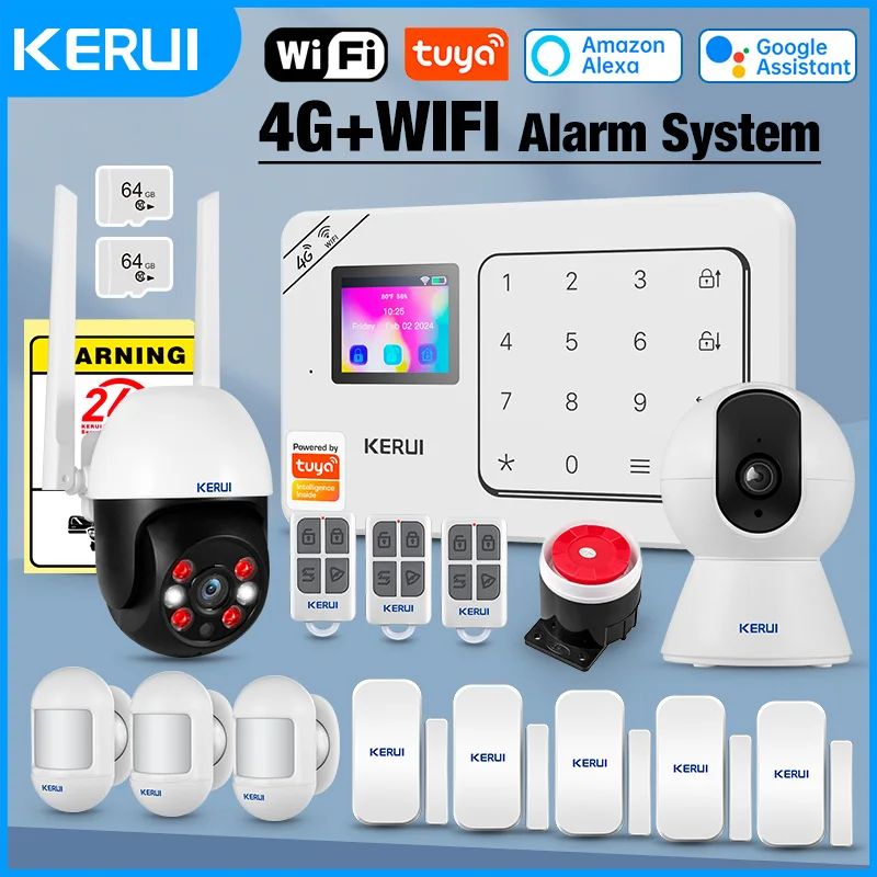 KERUI Home Alarm System Unterstützung Alexa W184 Tuya Smart Home Security Alarm 4G/WiFi Drahtlose Einbruchschutz PIR Bewegungssensor Image