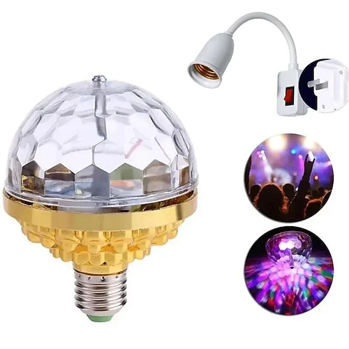 E27 bunte rotierende Kugelleuchte automatische rotierende Kugelbirne mit Fassung Kugel RGB LED 6 Perlen Bühnenlicht für Familienzimmer Party Image