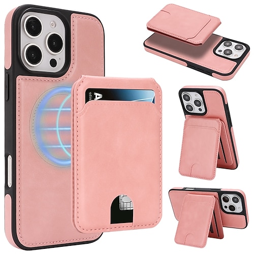 Handy Hülle Handyhüllen Für iPhone 17 Pro Max 17 Air 16 15 14 Pro Max Plus 16e 13 Pro Max Rückseite Magnetisch Ständer Kartenfach Retro TPU PU-Leder Image