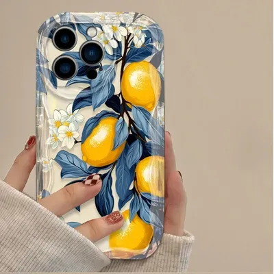 Summer Fruit Lemon Flower 3D Clear Case For iPhone 16 16E 15 14 13 12 11 Pro Max X XS X S Max XR SE 2020 SE4 7 8 Silicone Cover