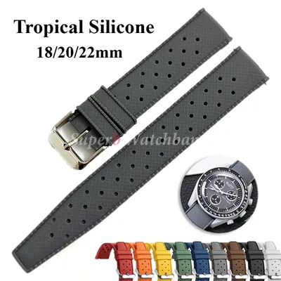 Tropisches Silikon-Uhrenarmband, Schnellverschlussarmband, 18 mm, 20 mm, 22 mm, für Oris für Seiko für Citizen, Gummi-Tropic-Smartwatch-Armbänder Image