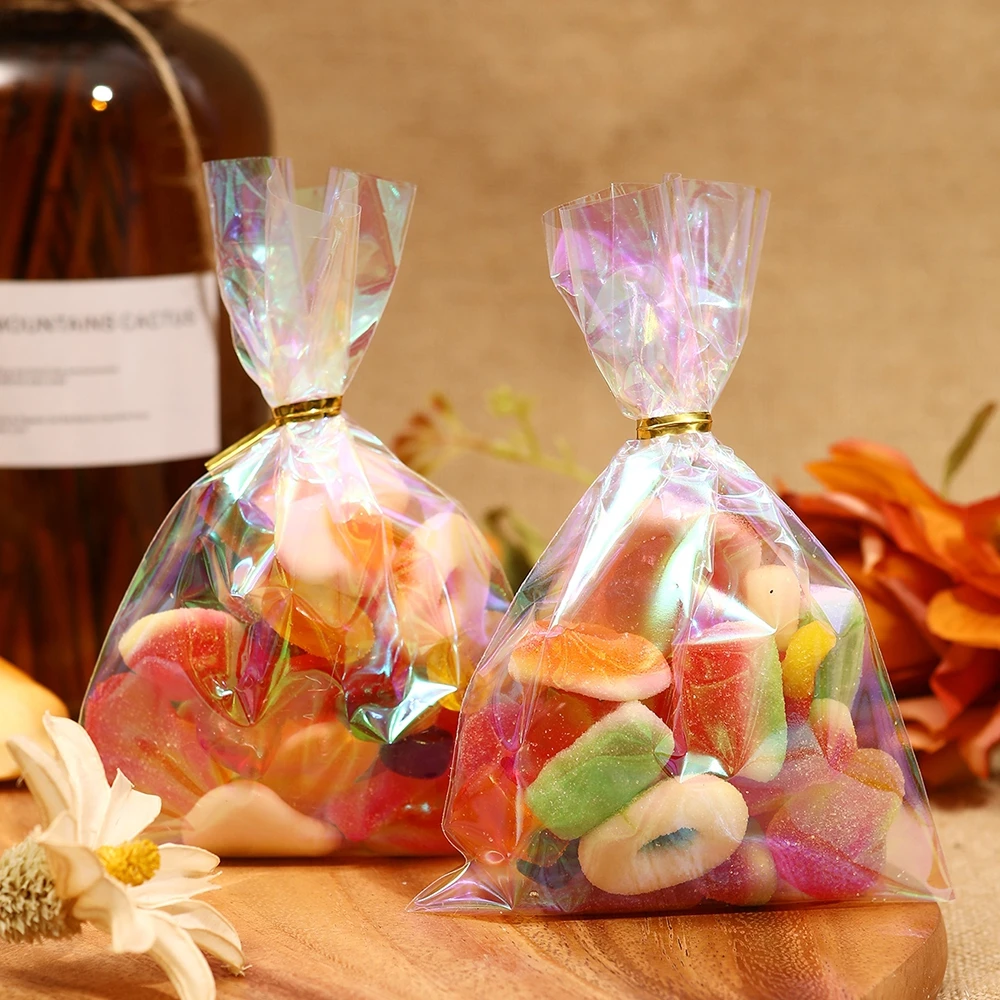 50 stücke Regenbogen Cellophan Taschen-holo graphische Party bevorzugen Taschen für Geschenke, Leckereien und Veranstaltungen-perfekt für Feiertage, Geburtstage Image