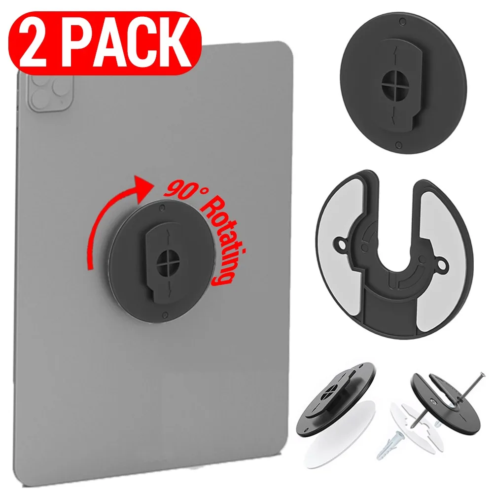 Universal 90er ° Rotierende Tablet-Wandhalterung, verstellbare Tablet-Halterung, Ständer für IPad, Mac, Mini-Telefone, Router mit Schraubaufklebern Image